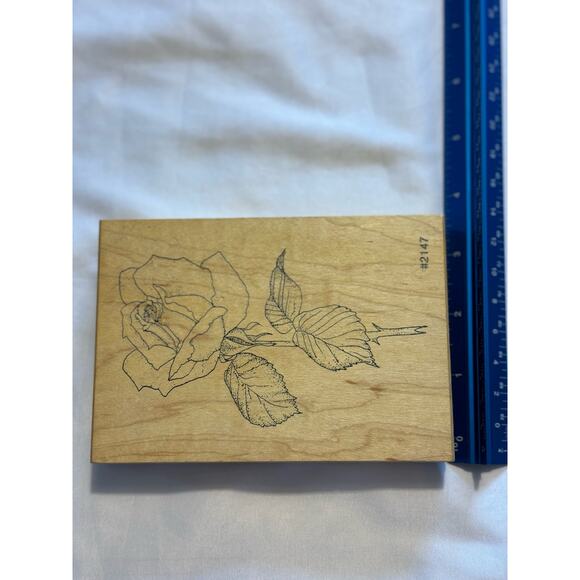 5"x3.5" Wood Mounted Rubber Stamp Rose By Comotion Stamps c90s #2147 - Picture 2 of 4